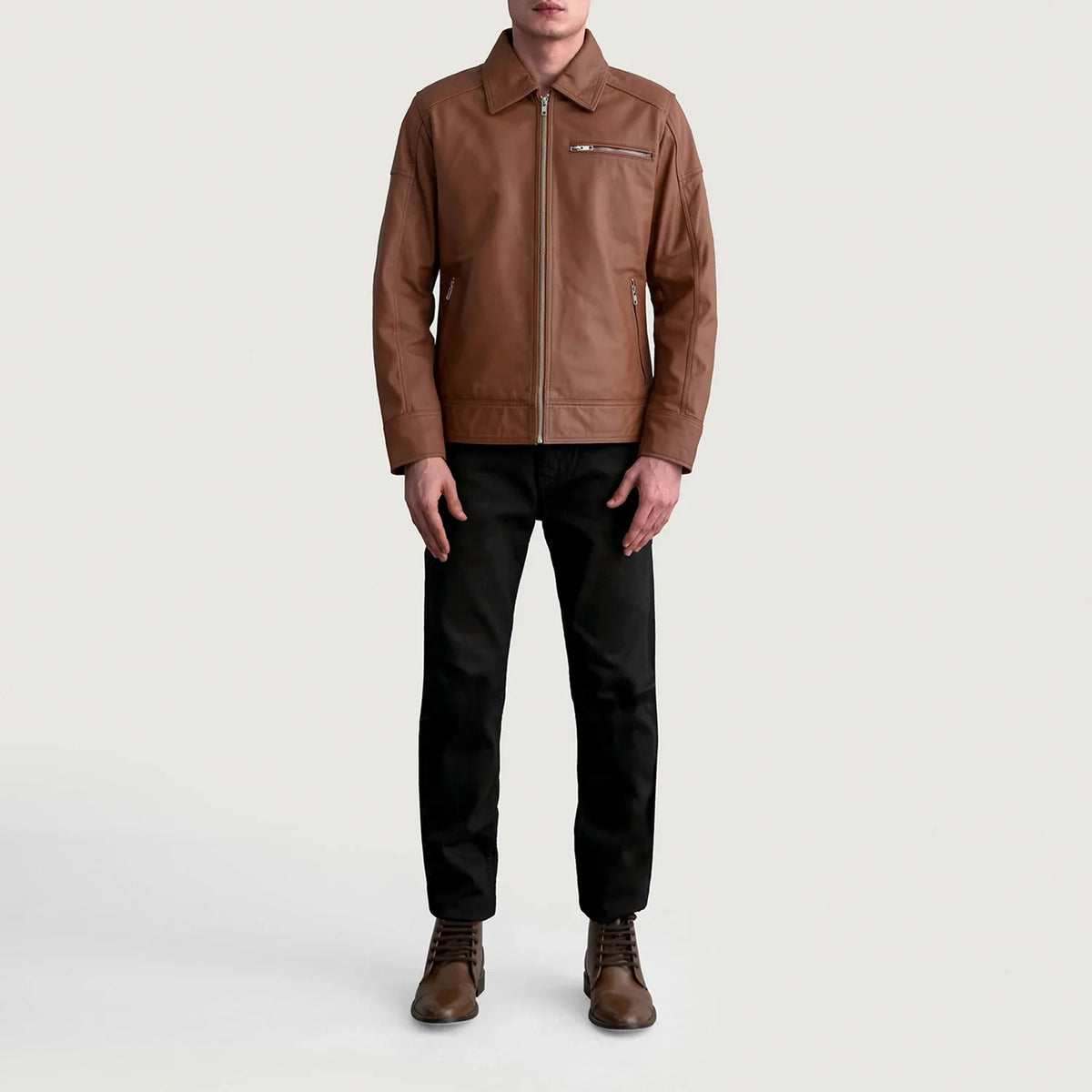 
Lavendard Giacca Biker in Pelle da Uomo – alternate product view 4