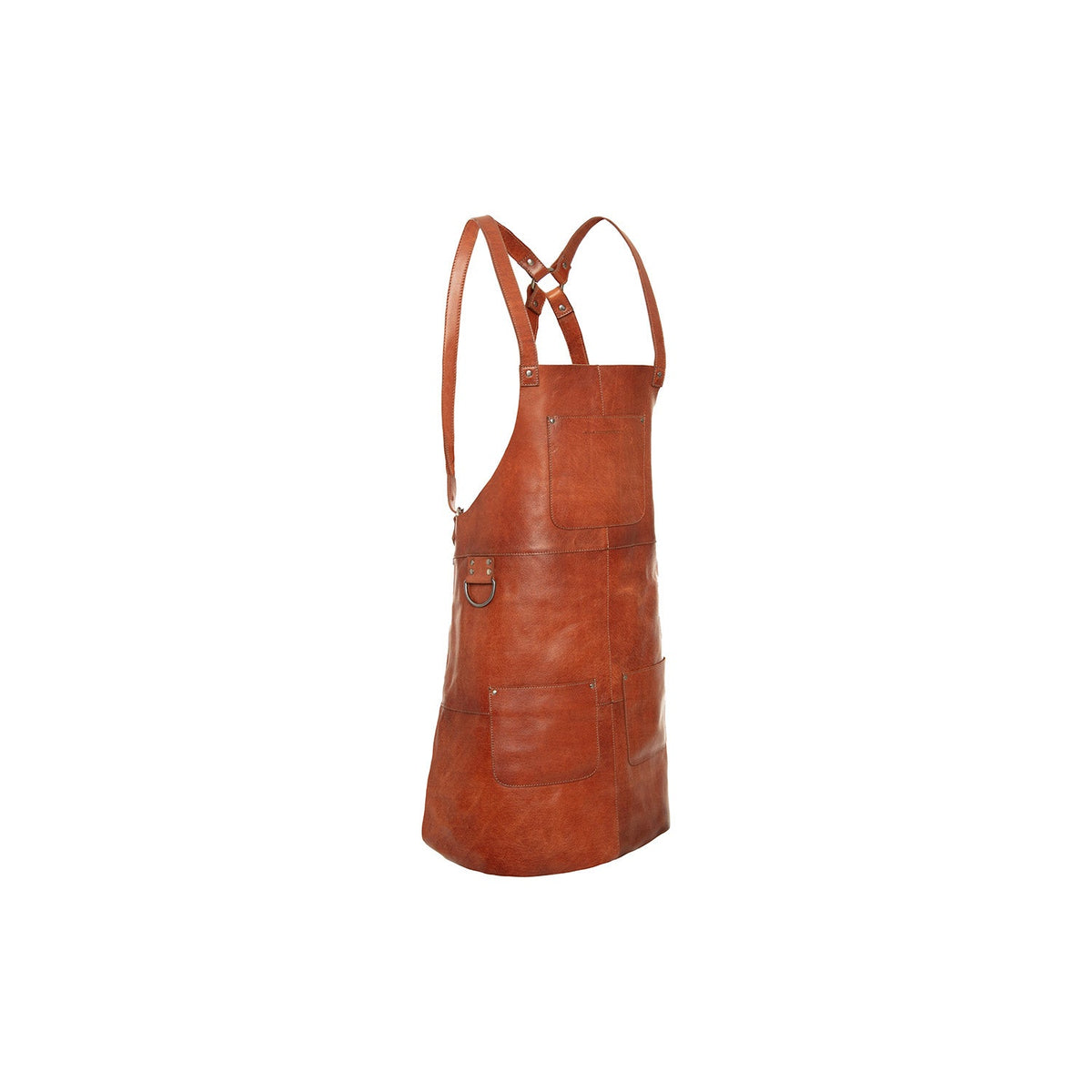Leather Apron Churrasco da Donna in Classic 100% Full-Grain Leather - Vista frontale e linea su misura | Acquista online