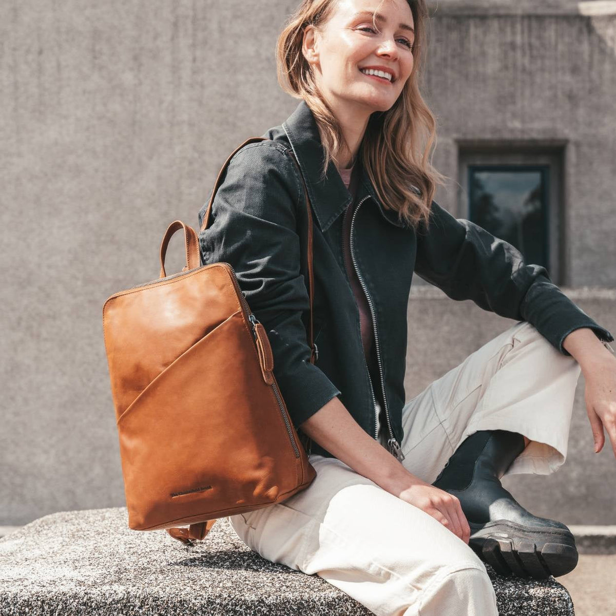 Amanda Full-Grain Leather Backpack da Donna – Vista prodotto alternativa 3