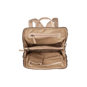 Solid Antique Brass Hardware &amp; Heavy-Duty Dual Zipper Detail on Bern Full-Grain Leather Backpack da Donna