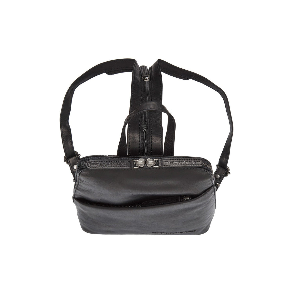 Solid Antique Brass Hardware &amp; Heavy-Duty Dual Zipper Detail on Claire Full-Grain Leather Backpack da Donna