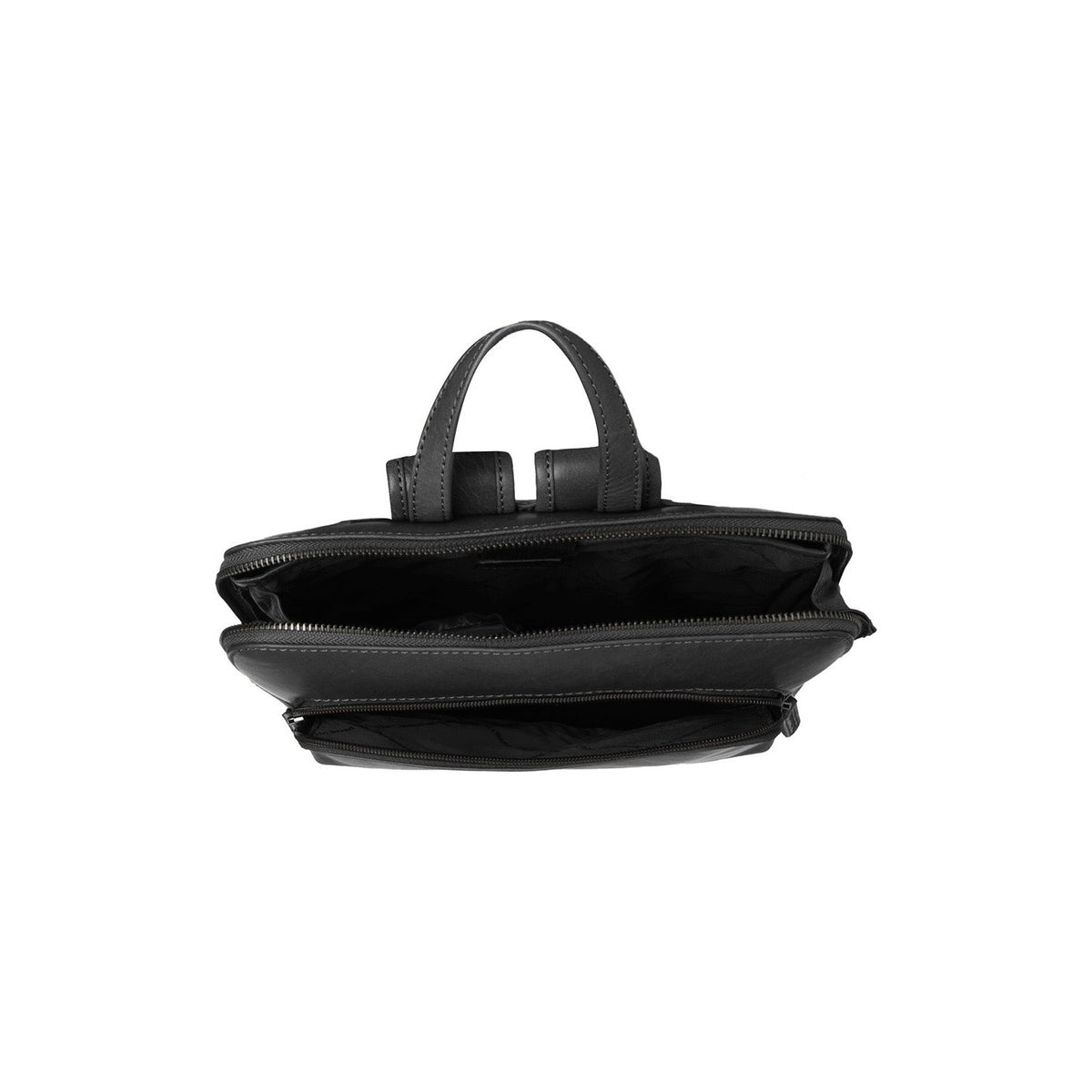Solid Antique Brass Hardware &amp; Heavy-Duty Dual Zipper Detail on Fornella Full-Grain Leather Backpack da Donna