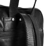 Solid Antique Brass Hardware &amp; Heavy-Duty Dual Zipper Detail on Naomi Full-Grain Leather Backpack da Donna