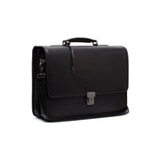Glenwood Full-Grain Leather Briefcase da Uomo in Classic 100% Full-Grain Leather - Full Exterior Front Profile View | Acquista online