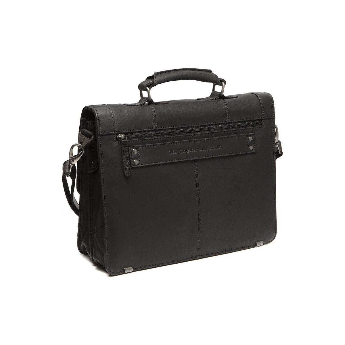 Solid Antique Brass Hardware &amp; Heavy-Duty Dual Zipper Detail on Stuttgart Full-Grain Leather Briefcase da Donna