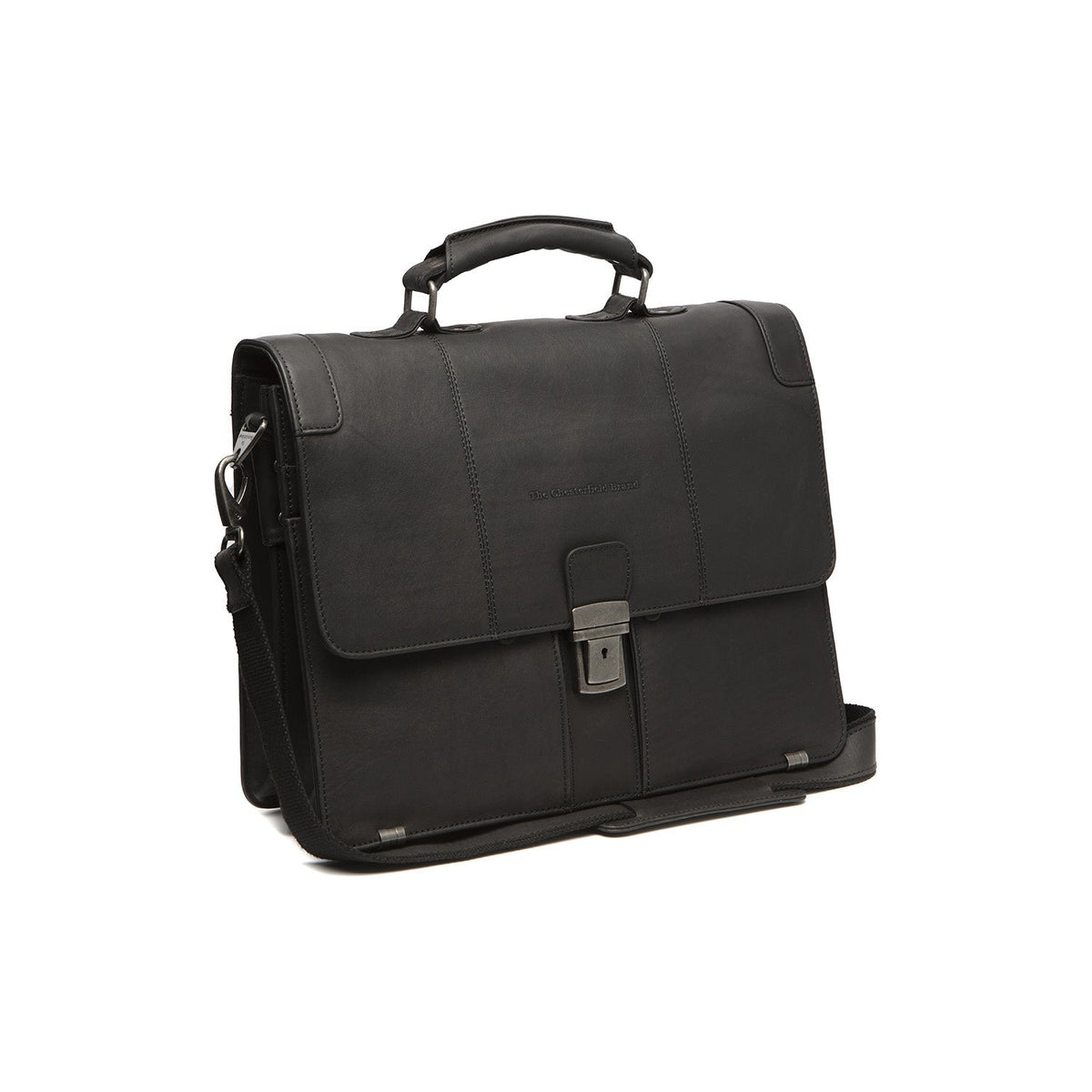 Stuttgart Full-Grain Leather Briefcase da Donna in Classic 100% Full-Grain Leather - Full Exterior Front Profile View | Acquista online