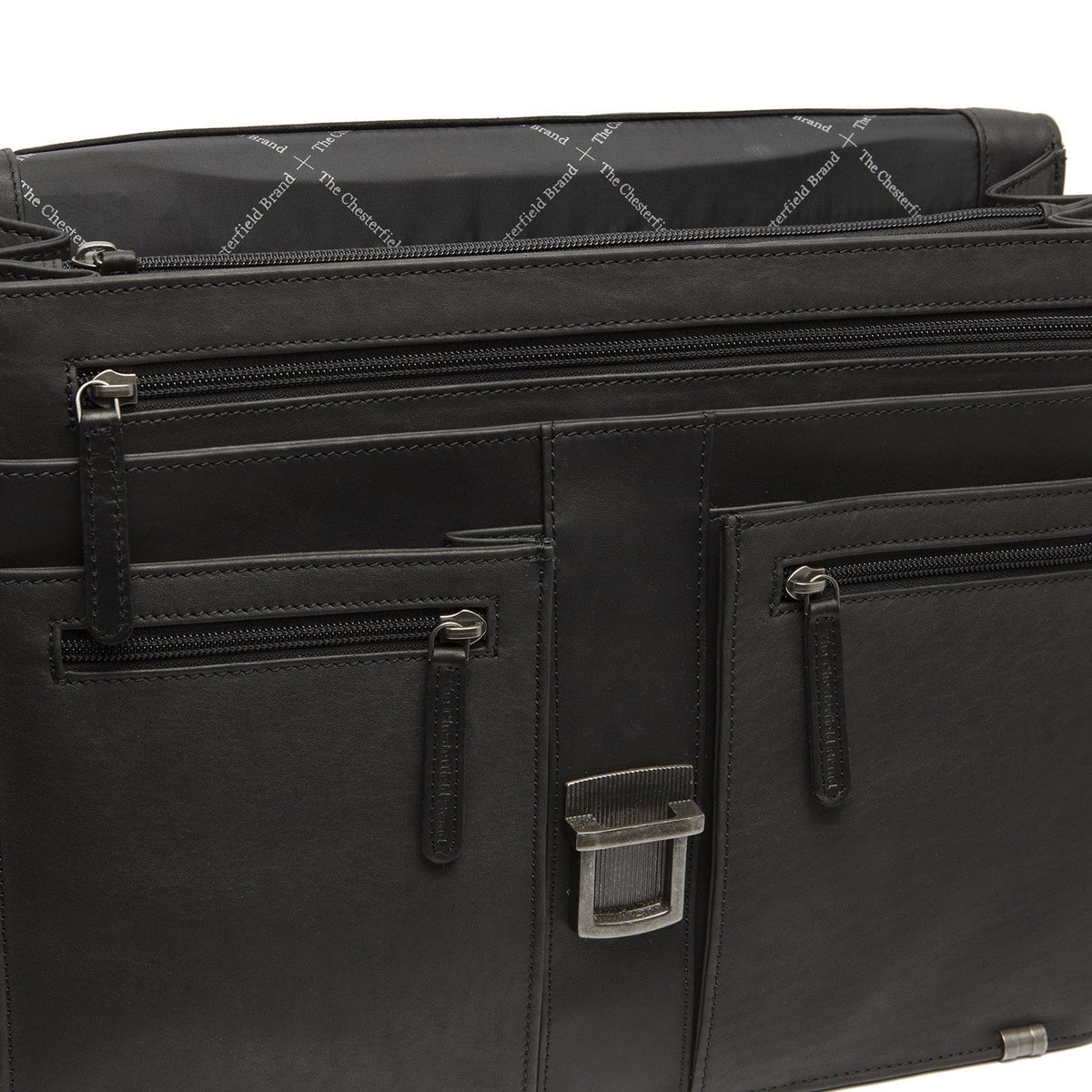 Stuttgart Full-Grain Leather Briefcase da Donna - Structured Side Profile Showing Gusset Depth &amp; Expansion Capacity