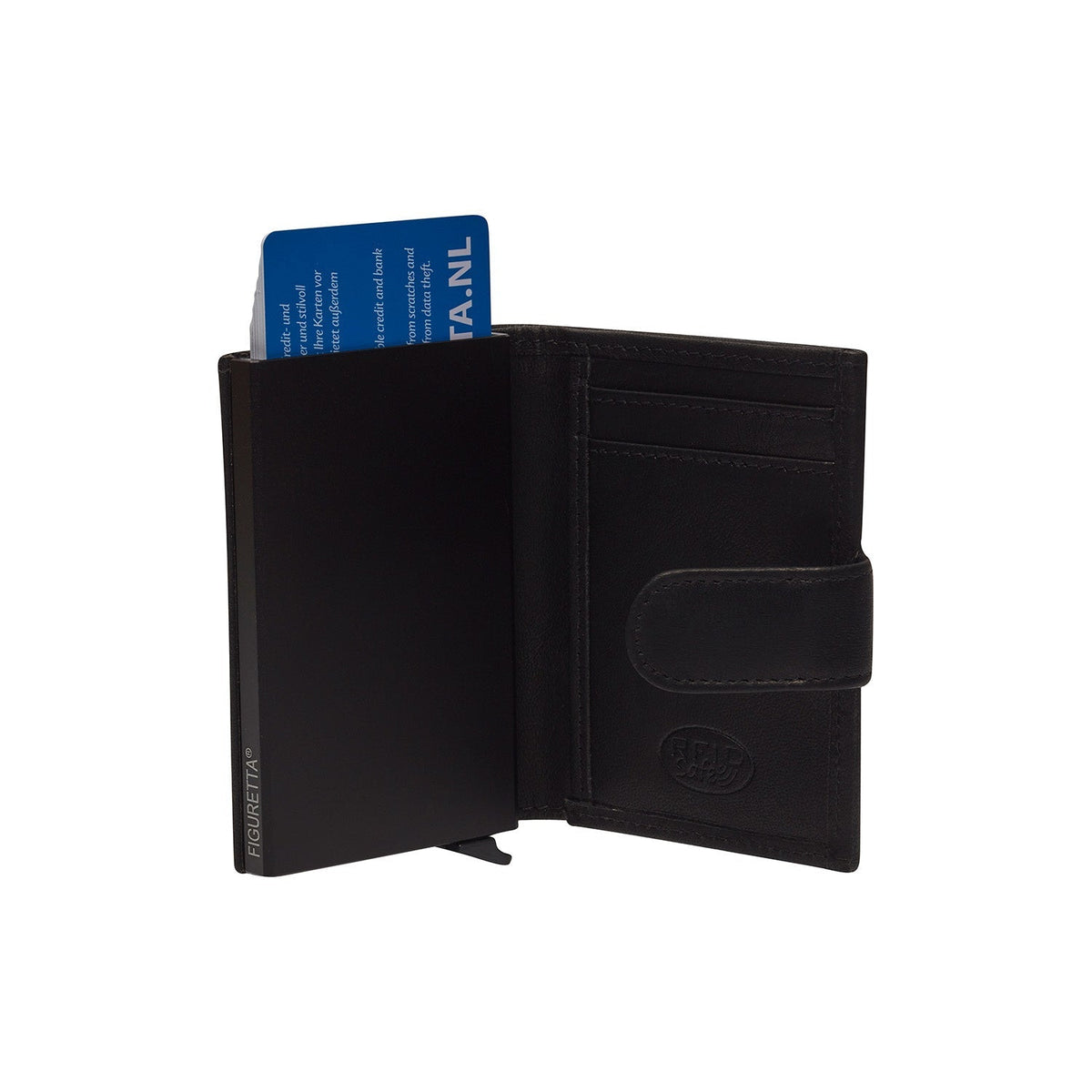 Solid Antique Brass Hardware &amp; Heavy-Duty Dual Zipper Detail on Hannover Full-Grain Leather Card Holder da Donna