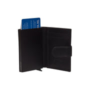 Solid Antique Brass Hardware &amp; Heavy-Duty Dual Zipper Detail on Hannover Full-Grain Leather Card Holder da Donna