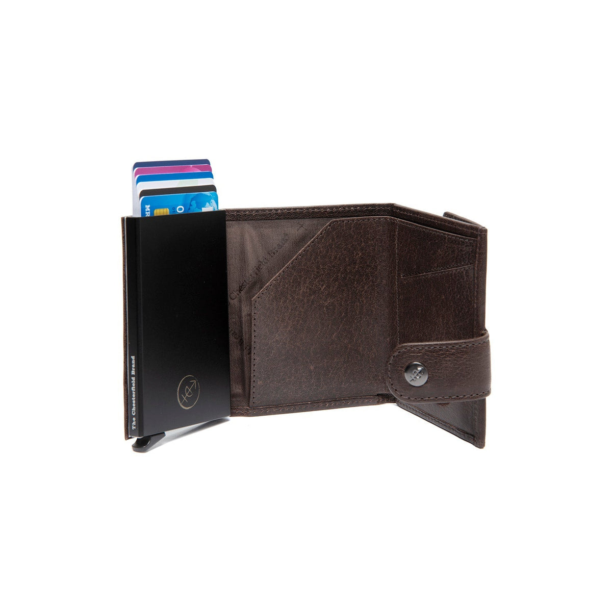 Varrano Full-Grain Leather Card Holder da Donna - Structured Side Profile Showing Gusset Depth &amp; Expansion Capacity