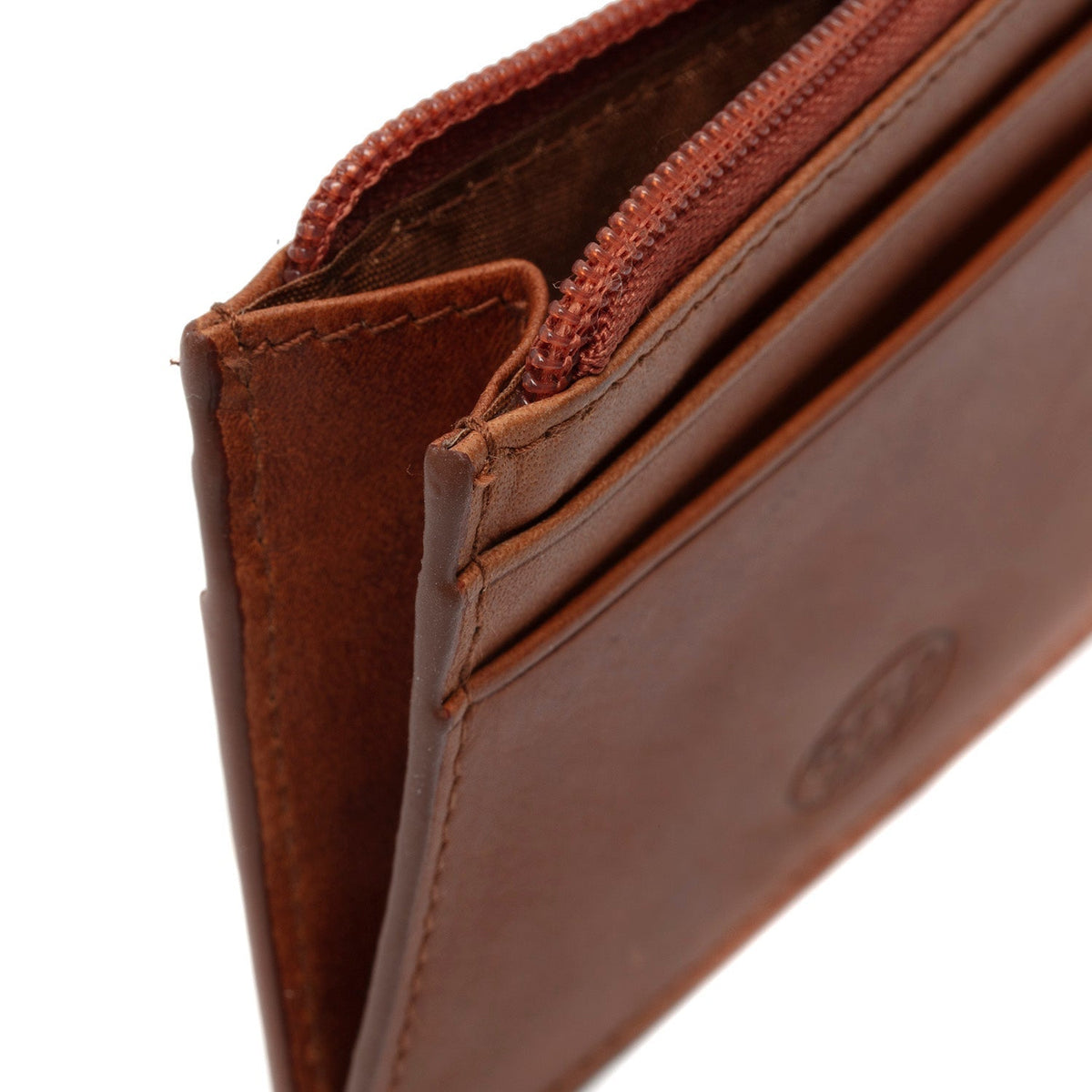 Cognac Leather Card Wallet da Donna, detail view 3