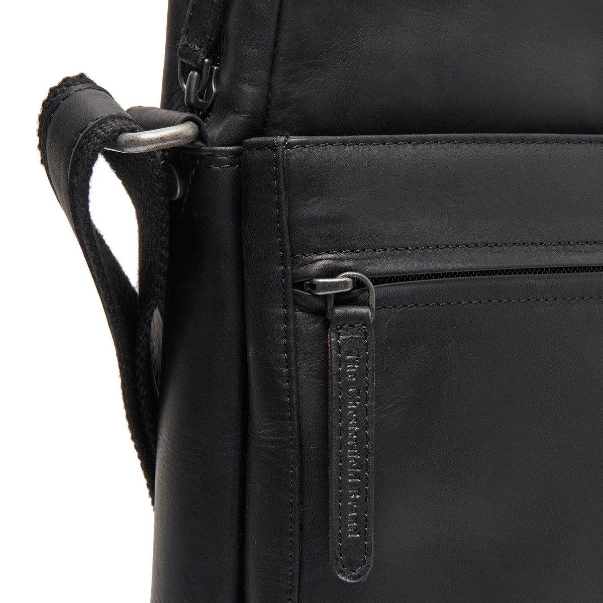 
Anzora Borsa a tracolla in pelle pieno fiore - Profilo laterale strutturato con profondità del soffietto