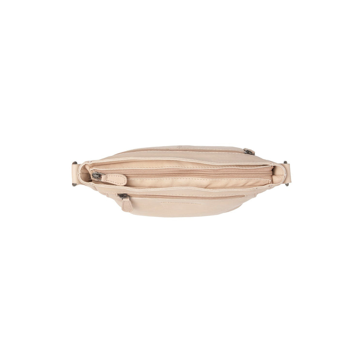 
Solid Antique Brass Hardware & Heavy-Duty Dual Zipper Detail on Aston Borsa a tracolla in pelle pieno fiore
