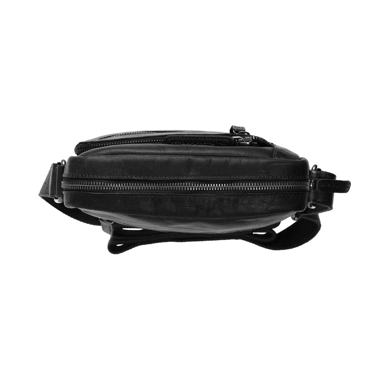 Dessau Full-Grain Leather Crossbody Bag da Uomo - Structured Side Profile Showing Gusset Depth &amp; Expansion Capacity