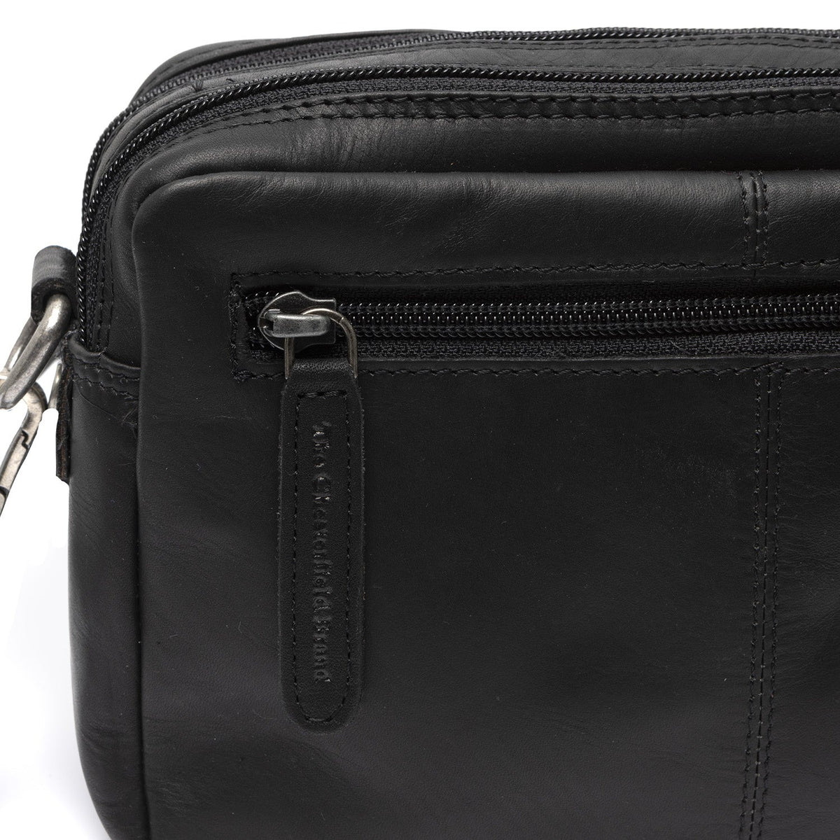 Solid Antique Brass Hardware &amp; Heavy-Duty Dual Zipper Detail on Samui Full-Grain Leather Crossbody Bag da Donna