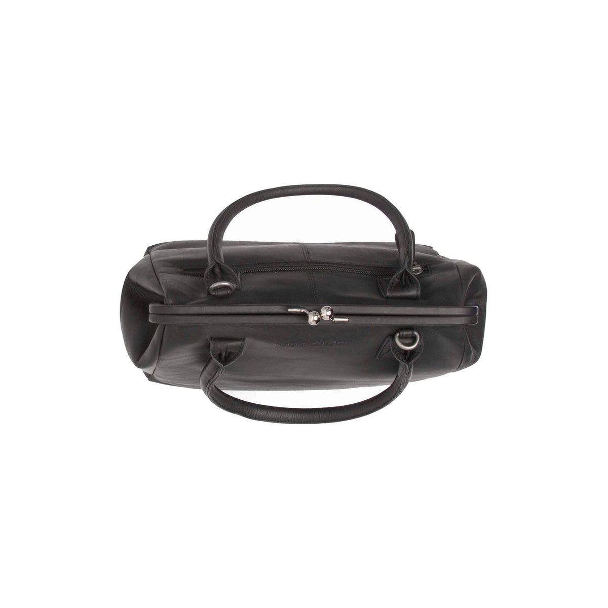 Dettaglio ravvicinato of Classic Collar &amp; Heavy-Duty Zipper Hardware on Dorin Full-Grain Leather Handbag da Donna