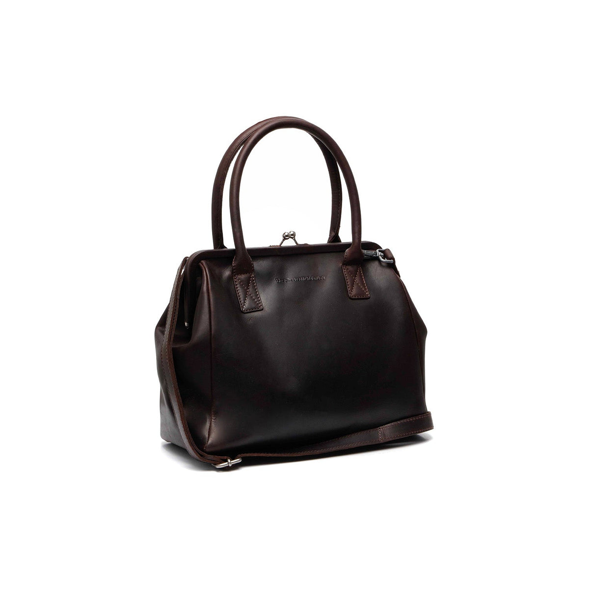 Tailored Rib Cuffs &amp; Hem Craftsmanship Construction Detail on Dorin Full-Grain Leather Handbag da Donna
