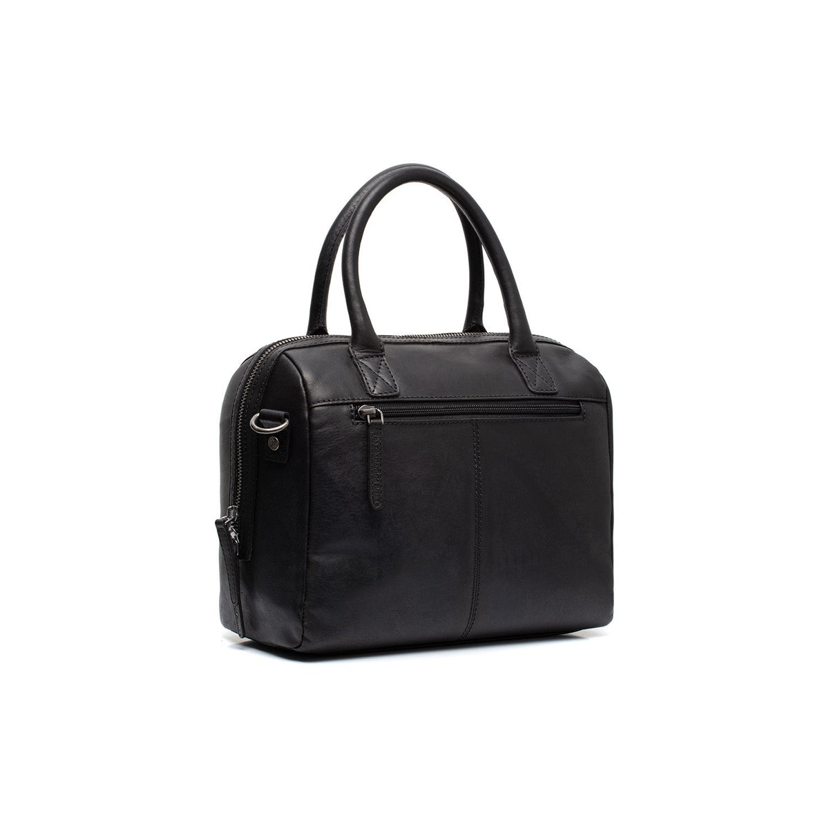 Styled Fit Perspective of Langton Full-Grain Leather Handbag da Donna on Model - Natural Daylight Drape