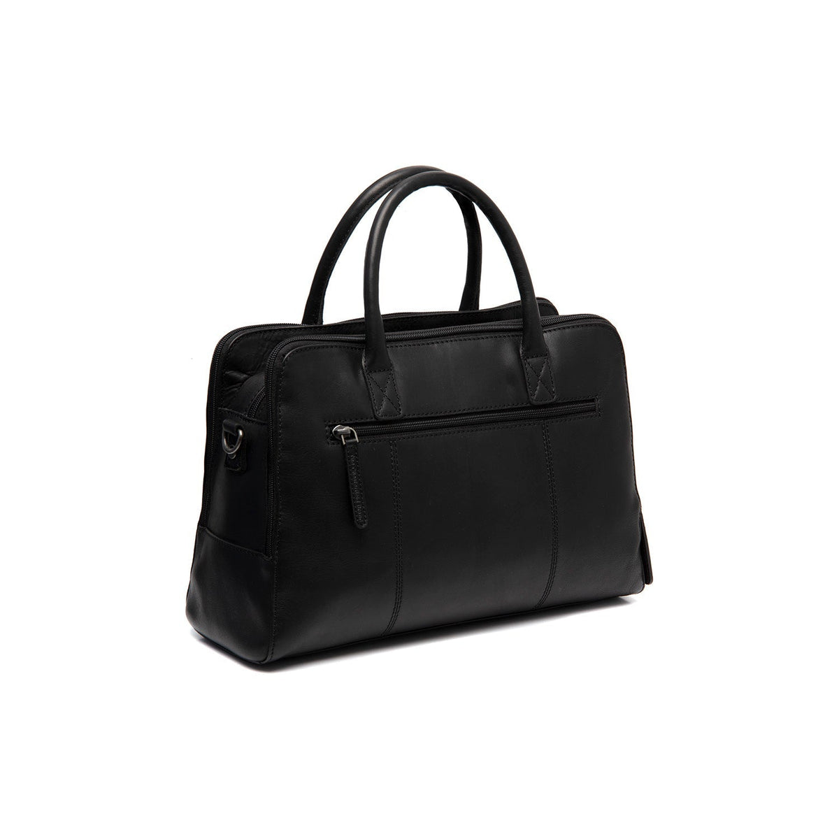 Tailored Rib Cuffs &amp; Hem Craftsmanship Construction Detail on Layton Full-Grain Leather Handbag da Donna