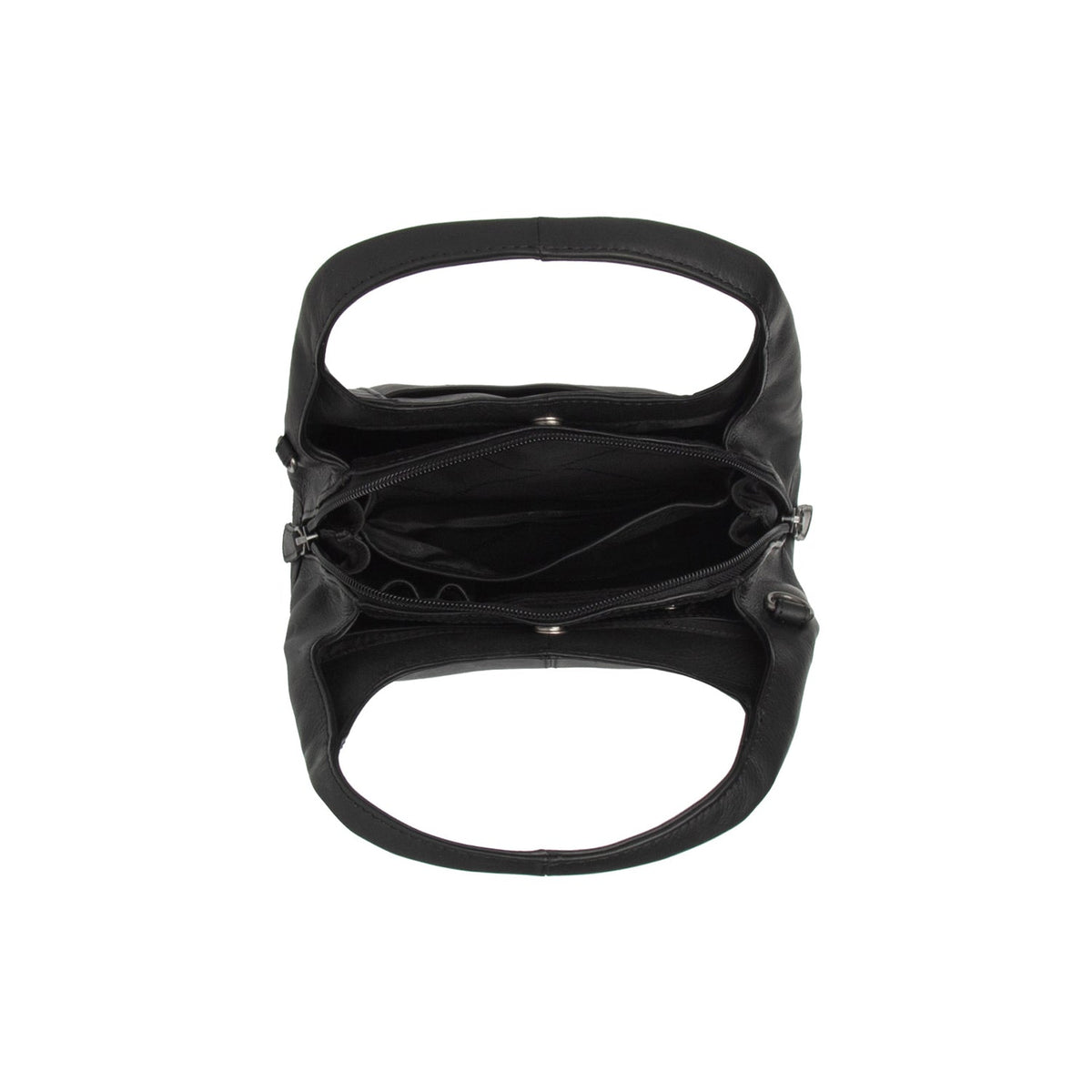 Dettaglio ravvicinato of Classic Collar &amp; Heavy-Duty Zipper Hardware on Lunera Full-Grain Leather Handbag da Donna