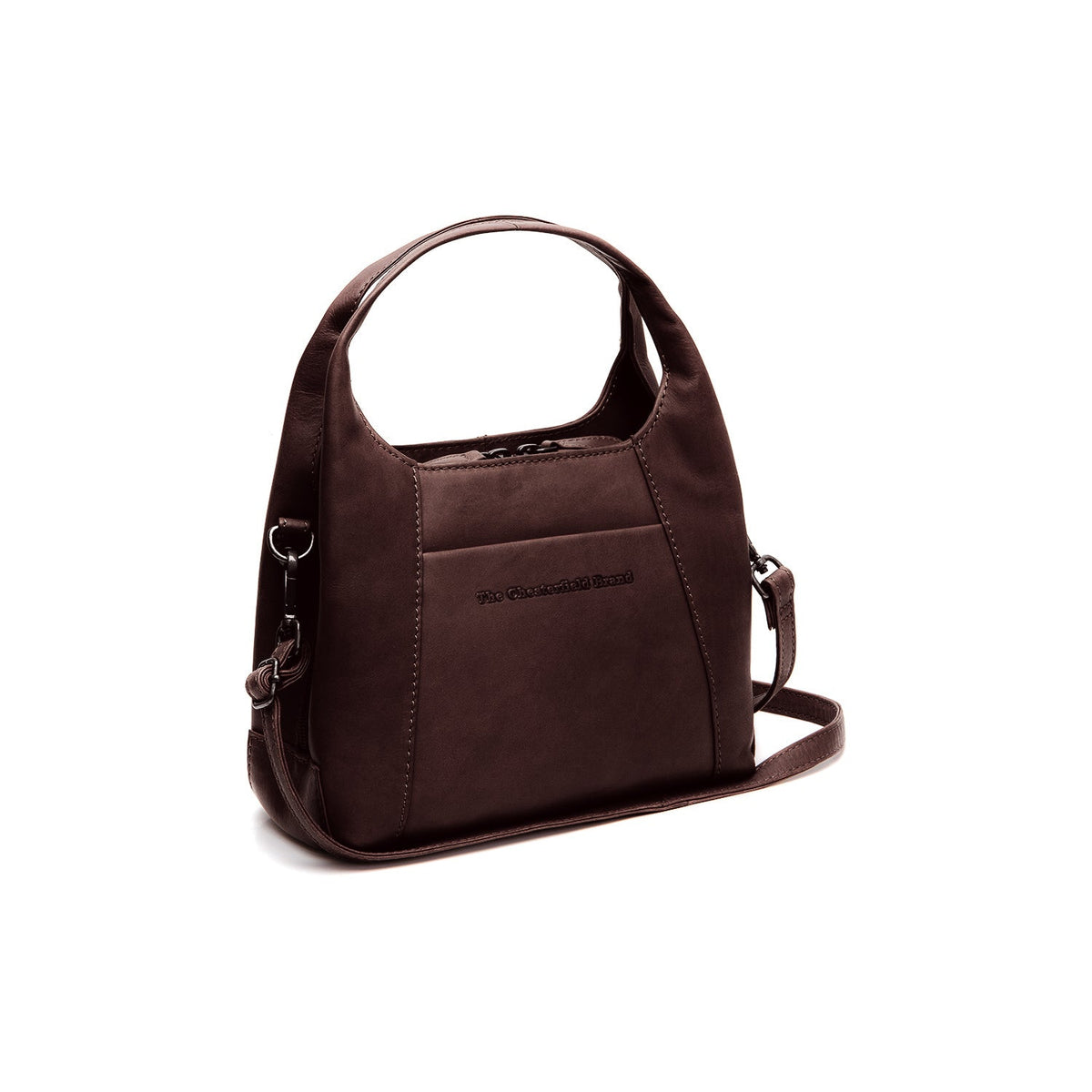 Tailored Rib Cuffs &amp; Hem Craftsmanship Construction Detail on Lunera Full-Grain Leather Handbag da Donna