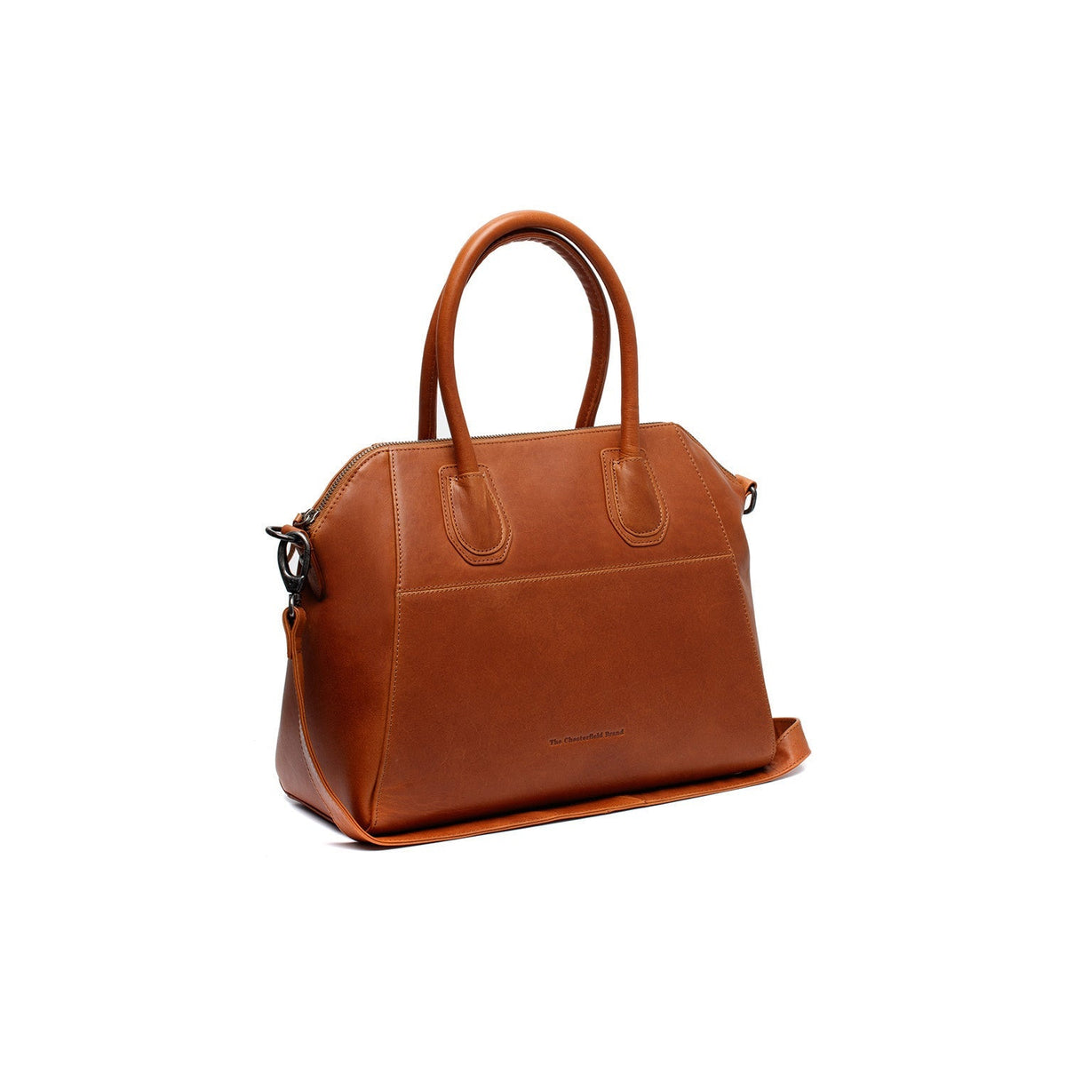 Tailored Rib Cuffs &amp; Hem Craftsmanship Construction Detail on Marsala Full-Grain Leather Handbag da Donna