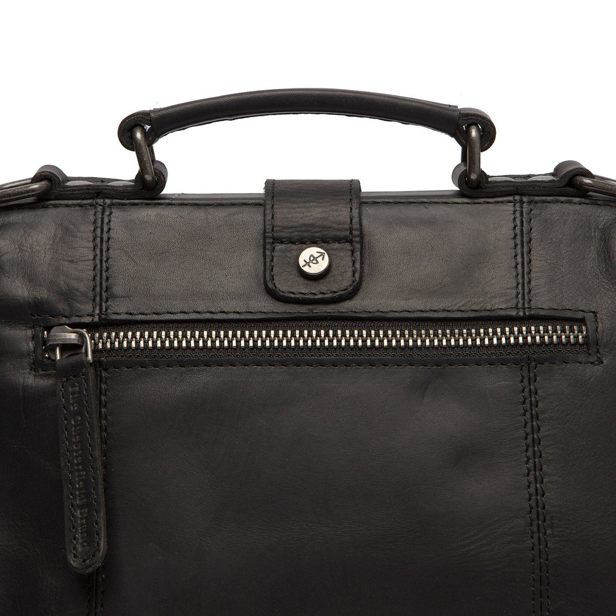
Rachael Borsa a mano in pelle pieno fiore - Vista laterale che mostra il taglio ergonomico delle maniche