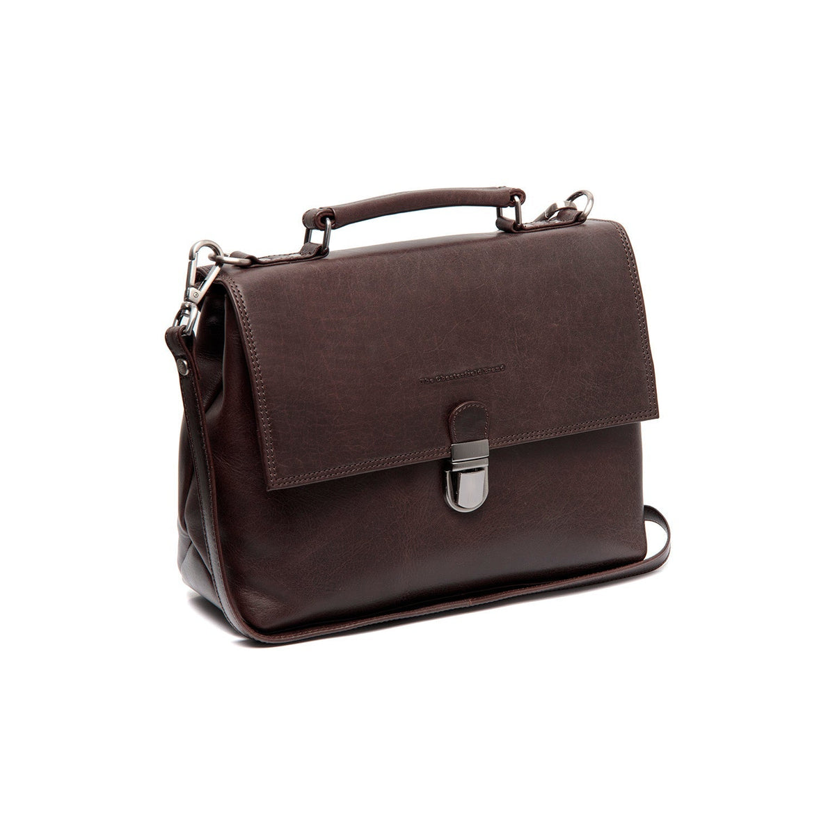 Tailored Rib Cuffs &amp; Hem Craftsmanship Construction Detail on Renata Full-Grain Leather Handbag da Donna