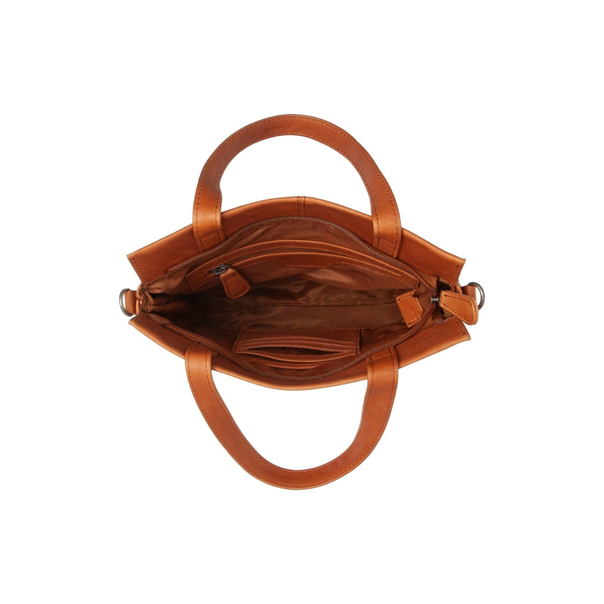 Dettaglio ravvicinato of Classic Collar &amp; Heavy-Duty Zipper Hardware on Rivington Full-Grain Leather Handbag da Donna