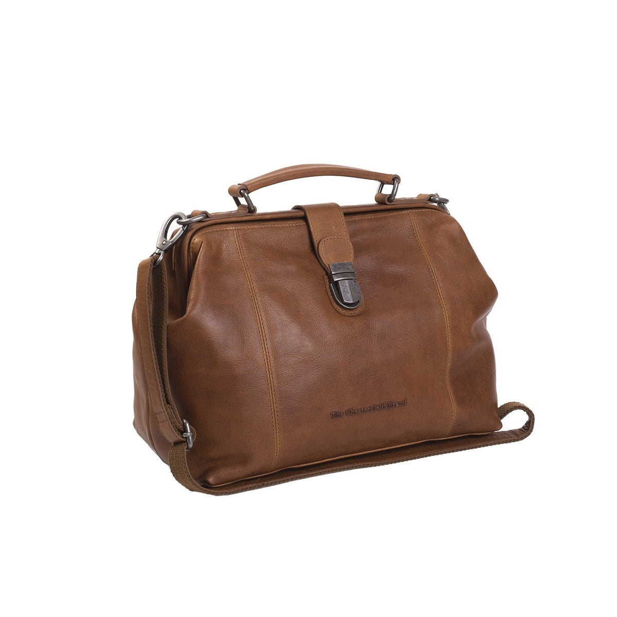 Tailored Rib Cuffs &amp; Hem Craftsmanship Construction Detail on Shaun Full-Grain Leather Handbag da Donna