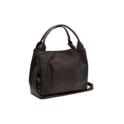 Styled Fit Perspective of Tenara Full-Grain Leather Handbag da Donna on Model - Natural Daylight Drape