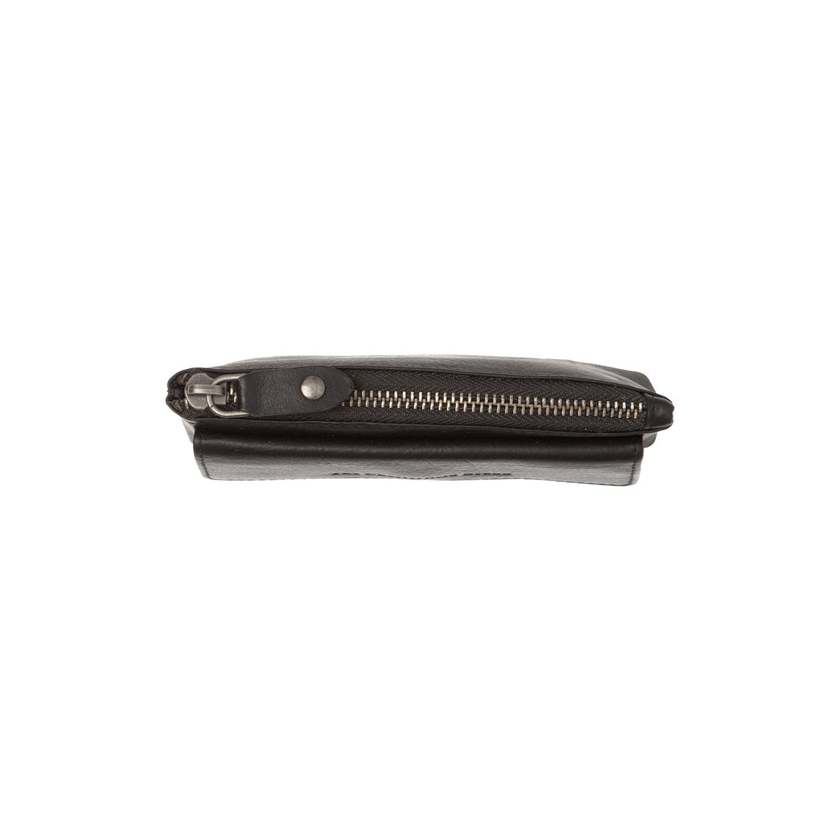 Dettaglio ravvicinato of Classic Collar &amp; Heavy-Duty Zipper Hardware on Violette Full-Grain Leather Key Case da Donna