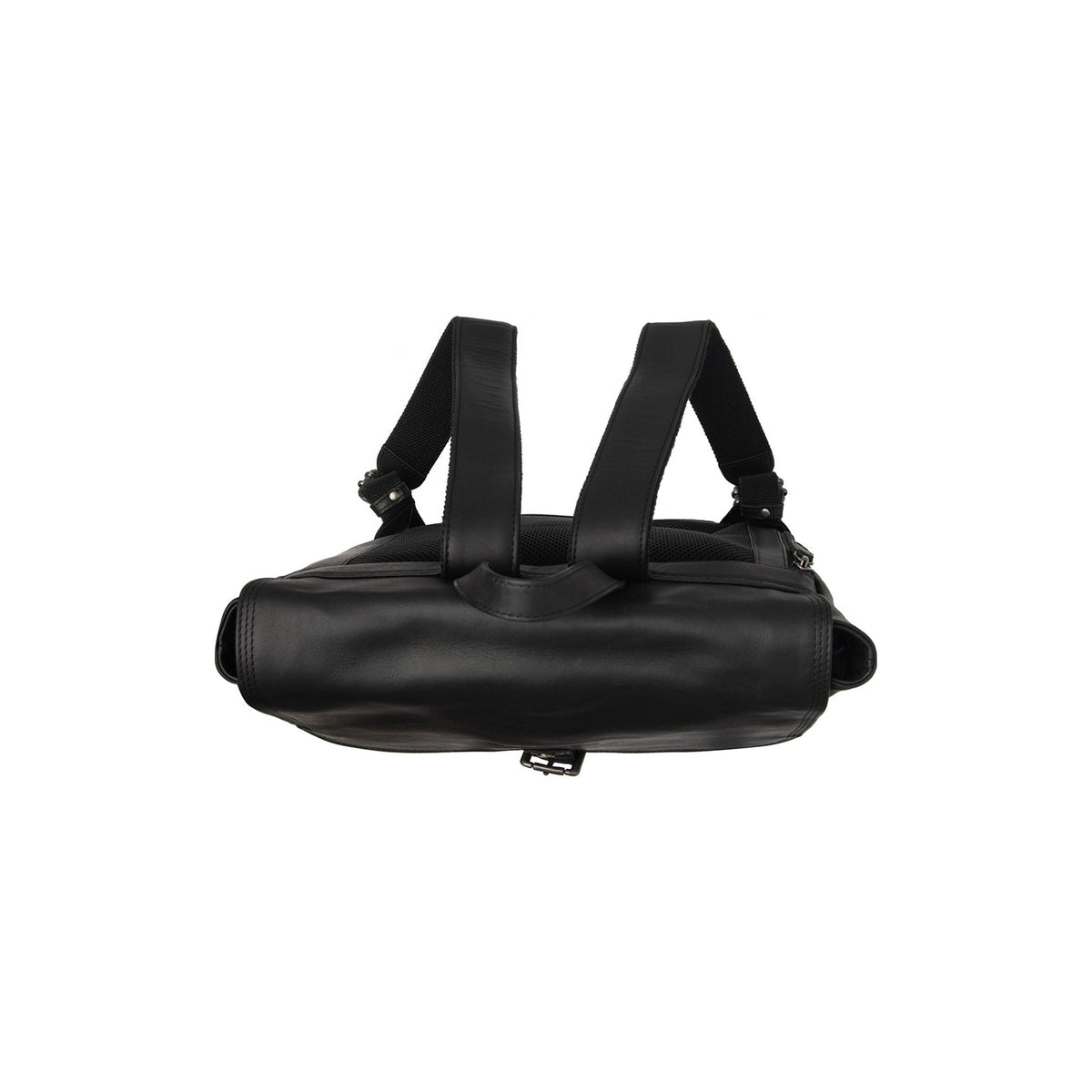 Classic 100% Full-Grain leather Backpack - Prospettiva posteriore con spallacci in pelle rinforzati