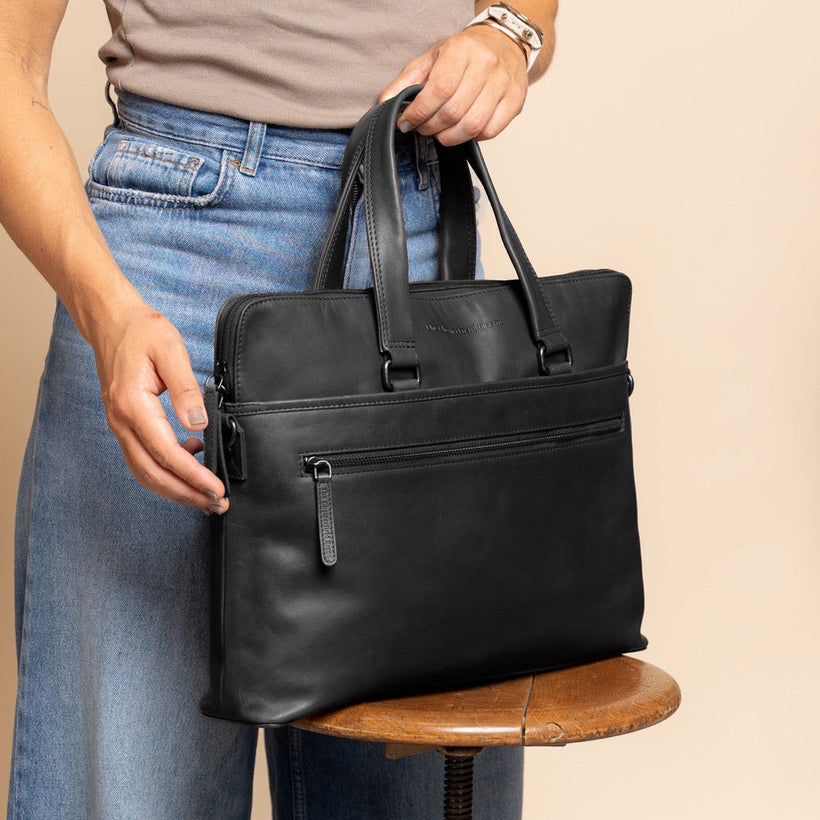 Elvas Full-Grain Leather Laptop Bag da Donna