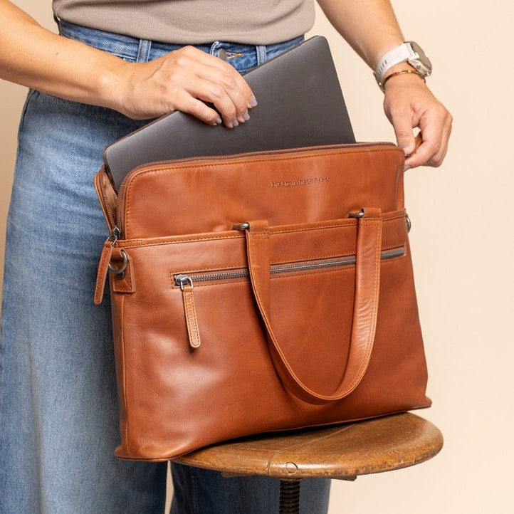 Elvas Full-Grain Leather Laptop Bag da Donna – Vista prodotto alternativa 2