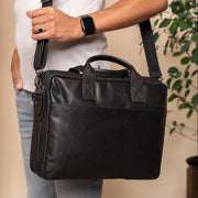 
Frazer Borsa porta PC in pelle pieno fiore - Prospettiva posteriore con spallacci in pelle rinforzati