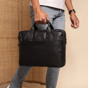 
Frazer Borsa porta PC in pelle pieno fiore - Profilo laterale strutturato con profondità del soffietto