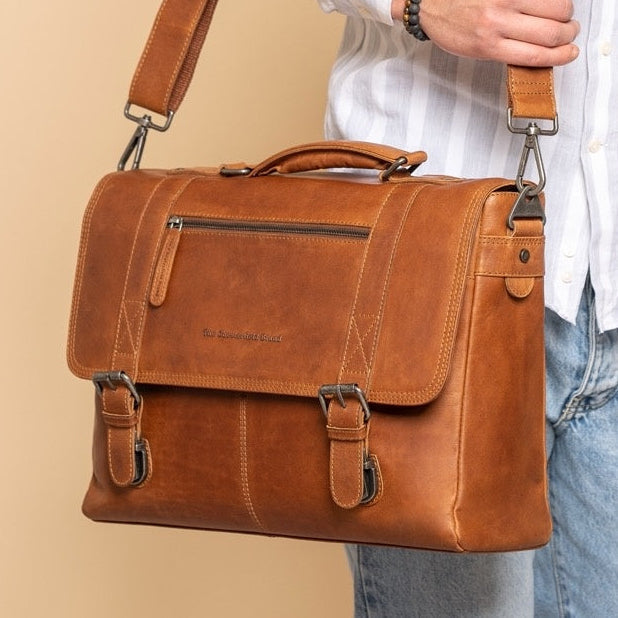 Imperia Full-Grain Leather Laptop Bag da Uomo