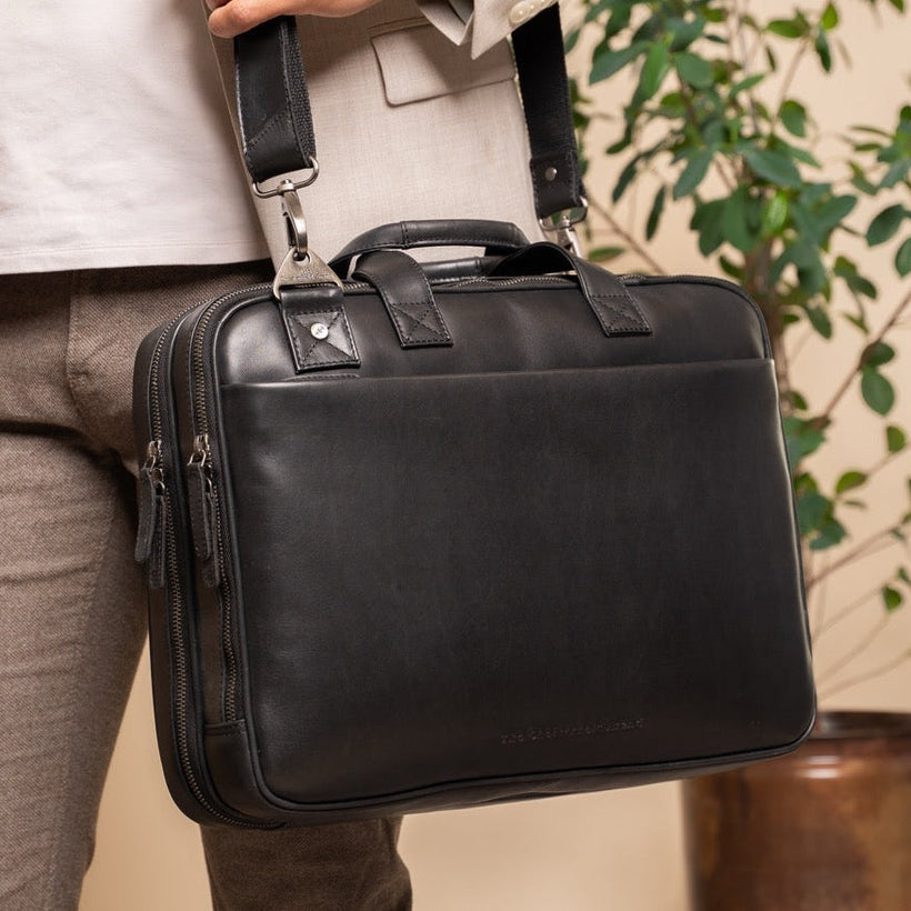 Iseo Full-Grain Leather Laptop Bag da Uomo