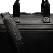 
Solid Antique Brass Hardware & Heavy-Duty Dual Zipper Detail on Levanto Borsa porta PC in pelle pieno fiore
