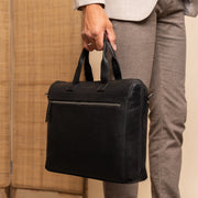 
Levanto Borsa porta PC in pelle pieno fiore - Profilo laterale strutturato con profondità del soffietto
