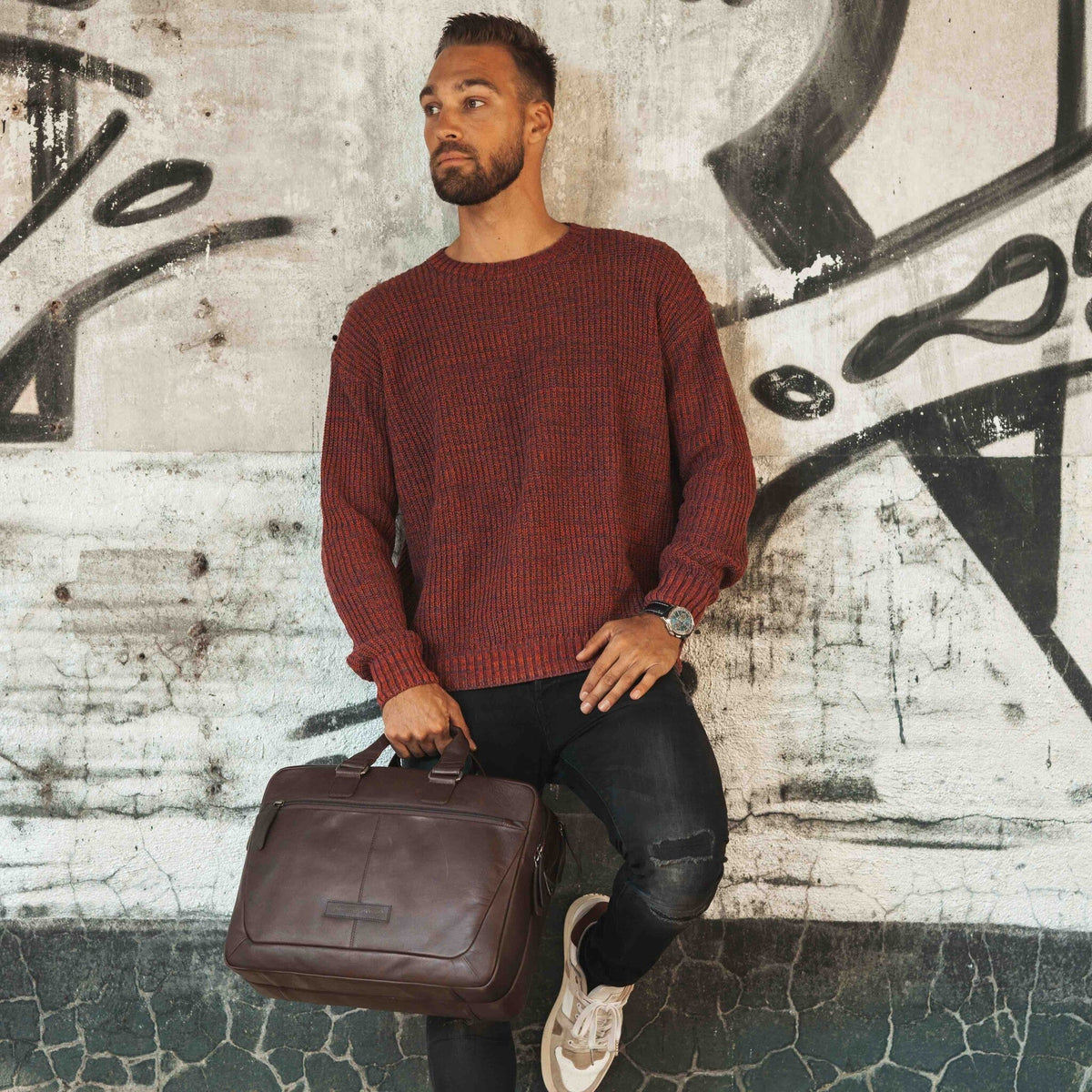 Seth Full-Grain Leather Laptop Bag da Uomo – Vista prodotto alternativa 3