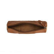 Cognac Leather Pencil Case Lea da Donna, detail view 1