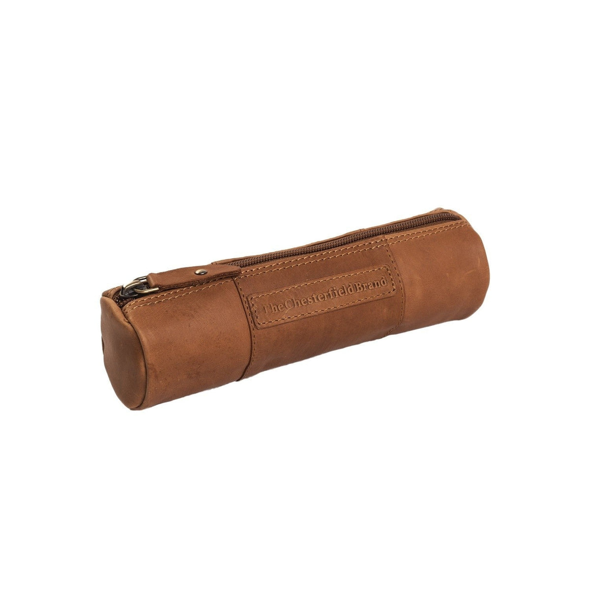 Cognac Leather Pencil Case Lea da Donna, front view