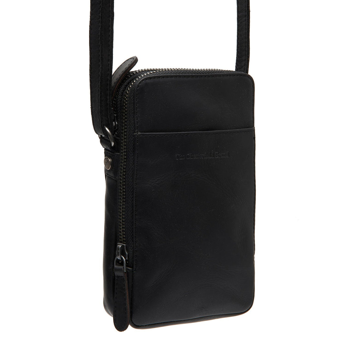 
Alesund Pelle Pieno Fiore Phone Bag in classica vera pelle pieno fiore 100% - Vista frontale e silhouette sartoriale | Acquista online