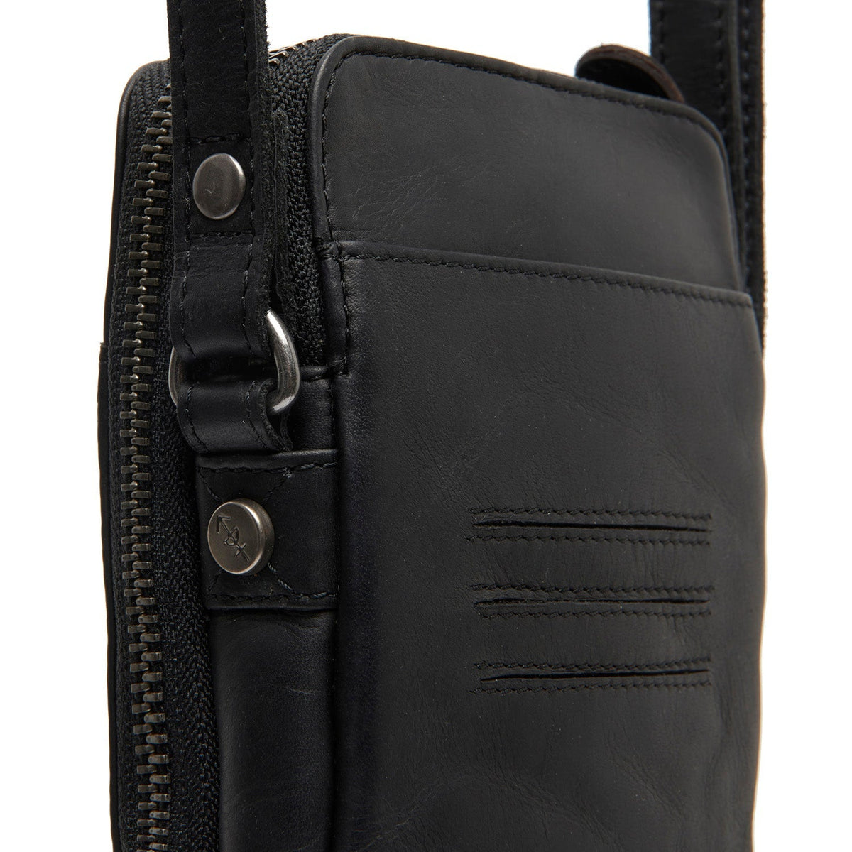 
Alesund Pelle Pieno Fiore Phone Bag - Vista laterale che mostra il taglio ergonomico delle maniche