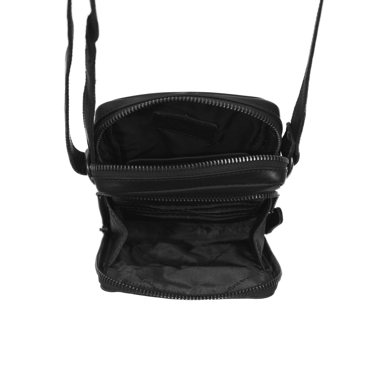 Dettaglio ravvicinato of Classic Collar &amp; Heavy-Duty Zipper Hardware on Hamilton Full-Grain Leather Phone Bag da Donna