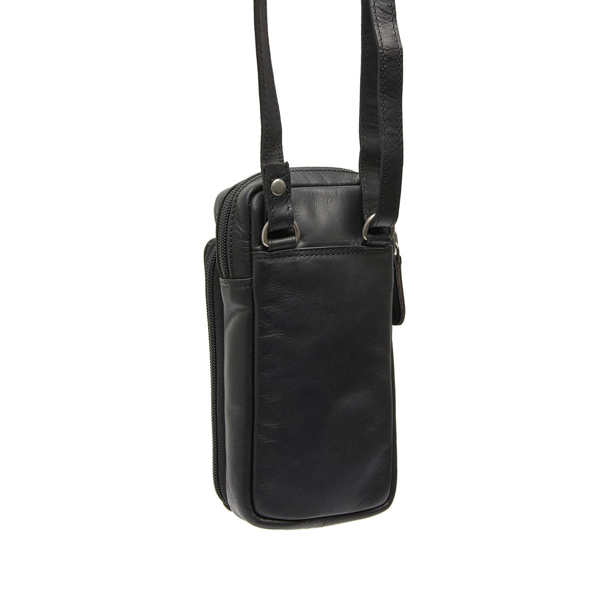 
Prospettiva indossata di Valdes Pelle Pieno Fiore Phone Bag su modello - Drappeggio naturale alla luce del giorno