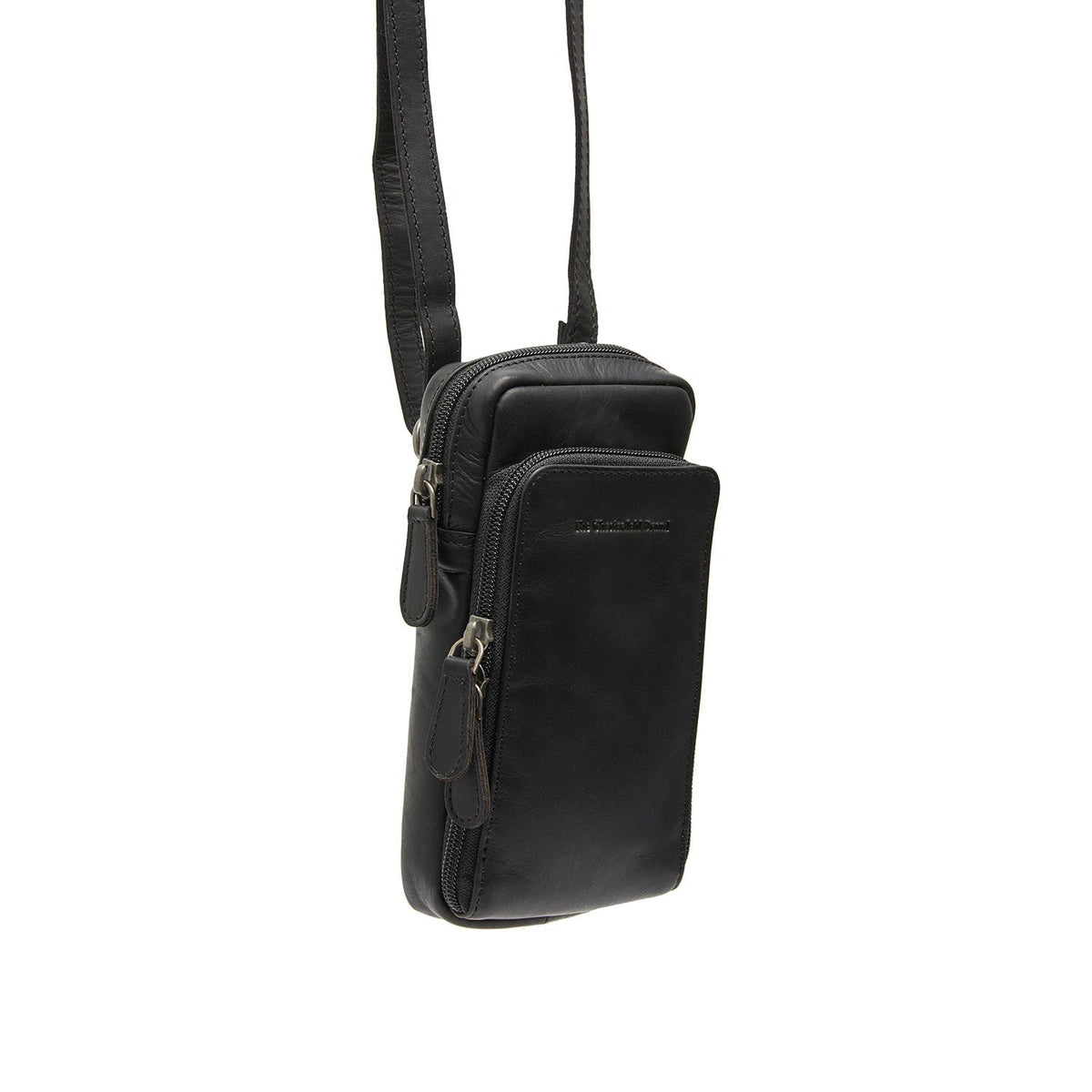 
Valdes Pelle Pieno Fiore Phone Bag in classica vera pelle pieno fiore 100% - Vista frontale e silhouette sartoriale | Acquista online