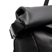 Mazara Full-Grain Leather Roll-top Backpack da Donna - Structured Side Profile Showing Gusset Depth &amp; Expansion Capacity